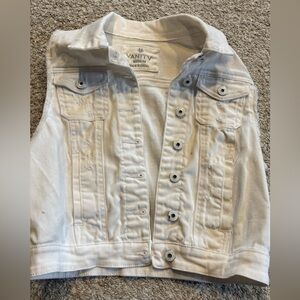 Vanity Jean white Denim Vest Women's Size medium Button Closure Trucker